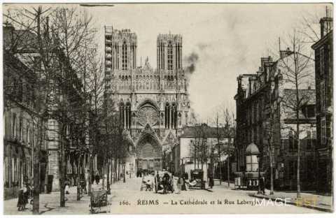 Cathédrale et rue Libergier à Reims